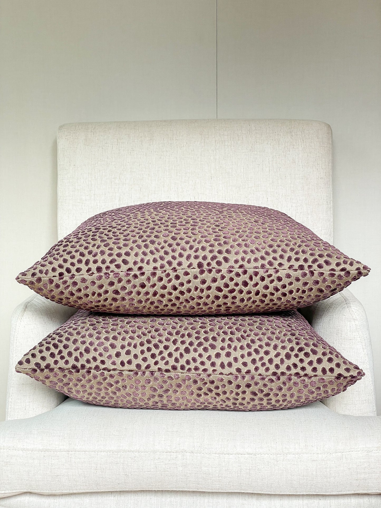 Purple dot pillow cover