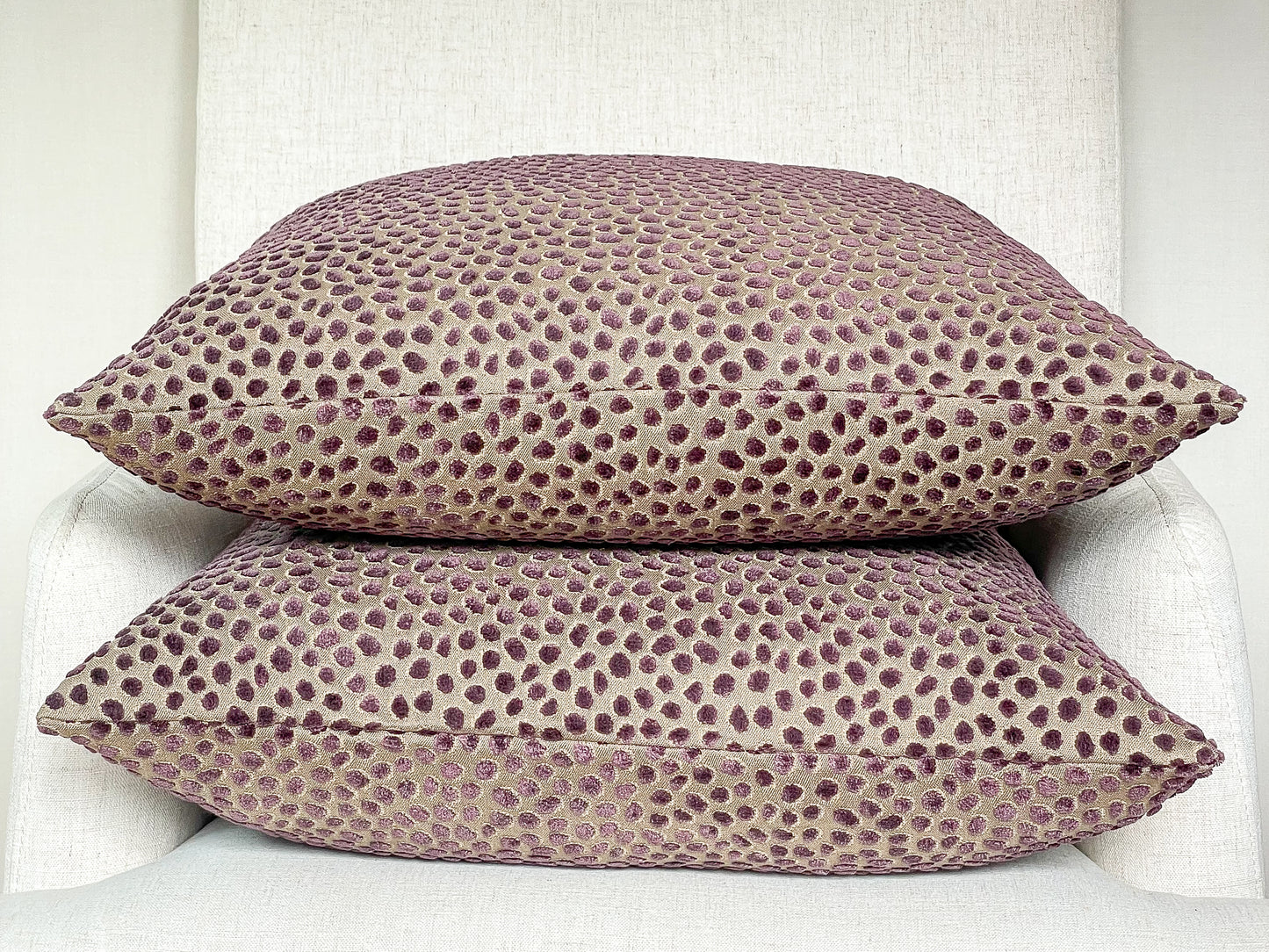 Purple dot pillow cover