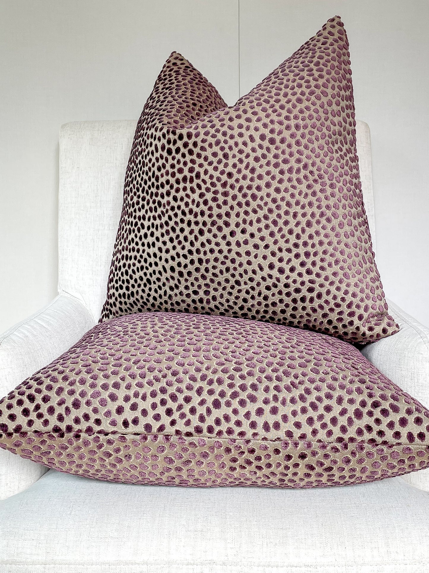 Purple dot pillow cover