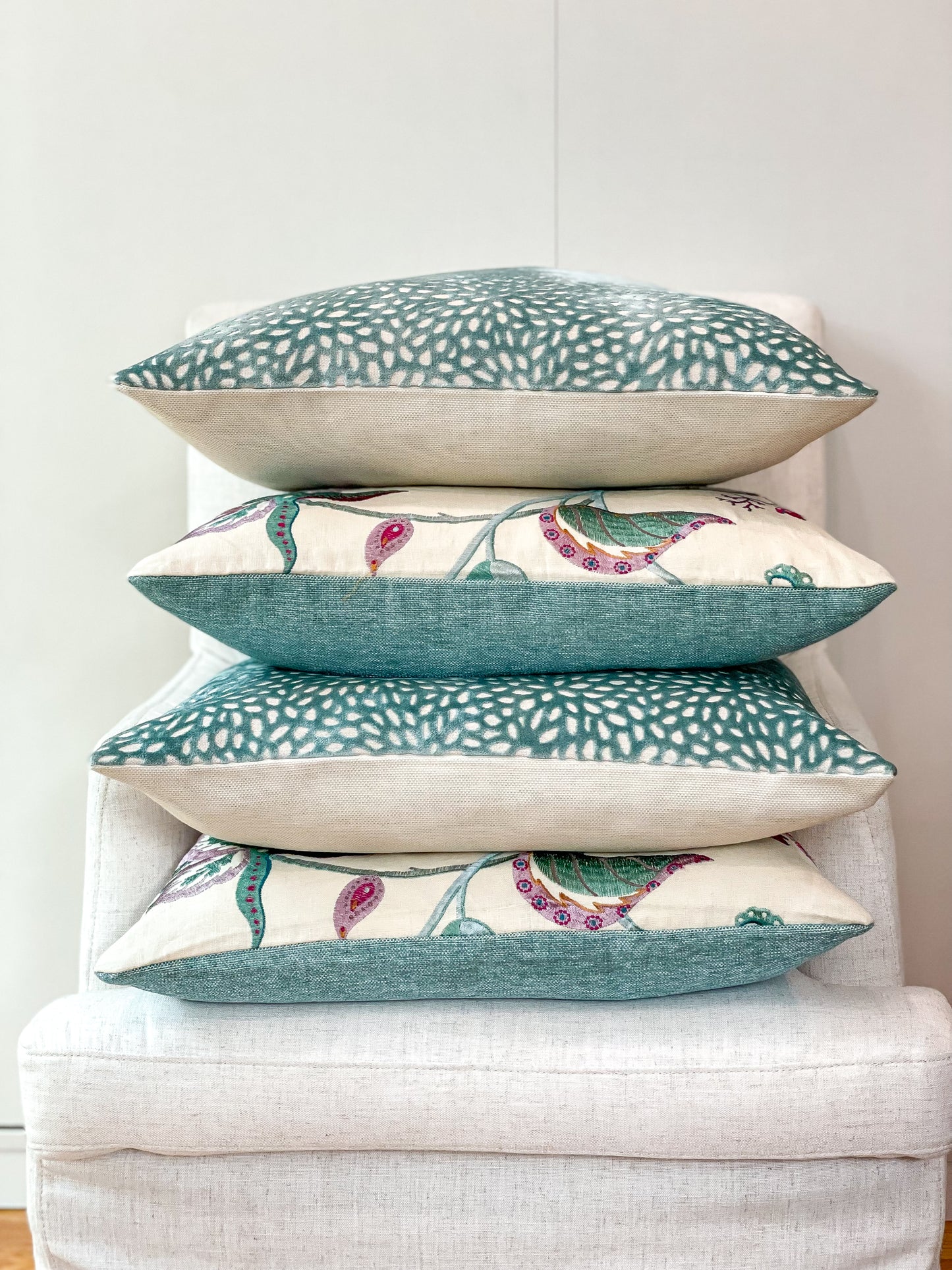 Embroidered floral pillow cover