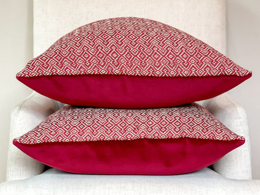 Red and natural pillow cover