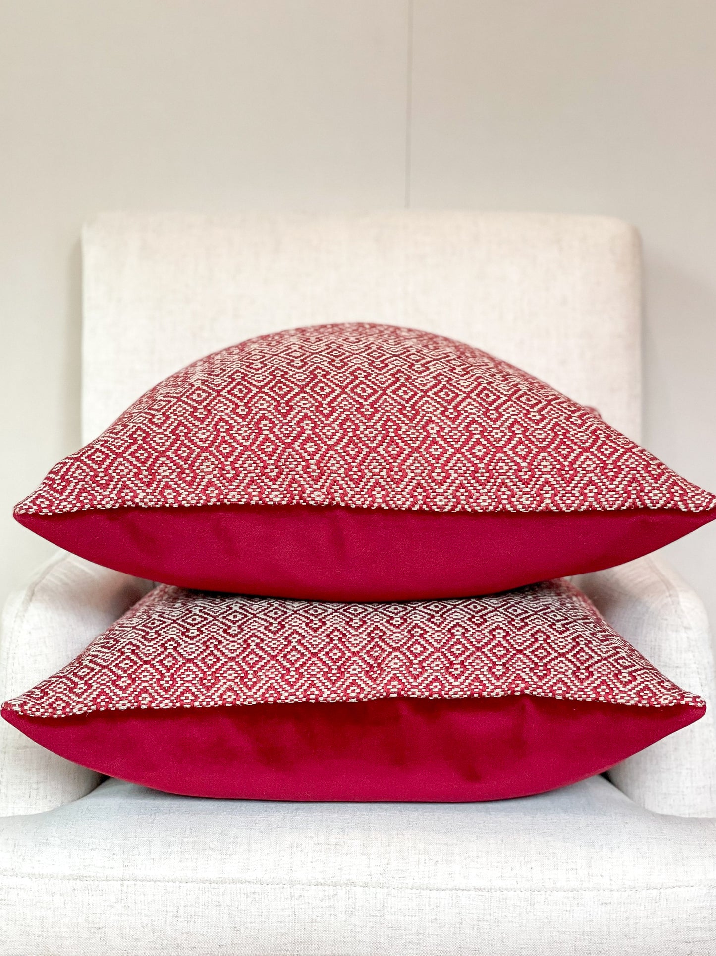 Red and natural pillow cover