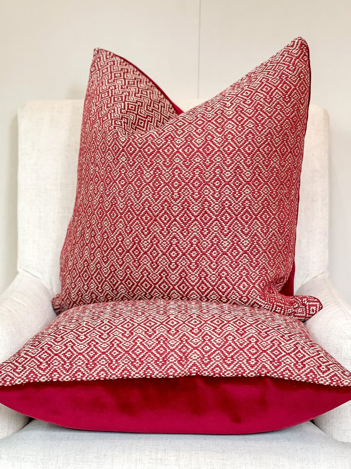 Red and natural pillow cover